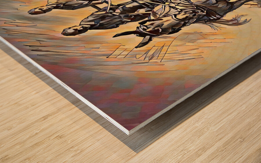 ArtXcl 310 horses carriage drawing Wood print