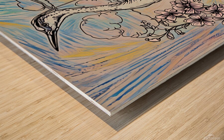 ArtXcl 329 crane flowers Wood print