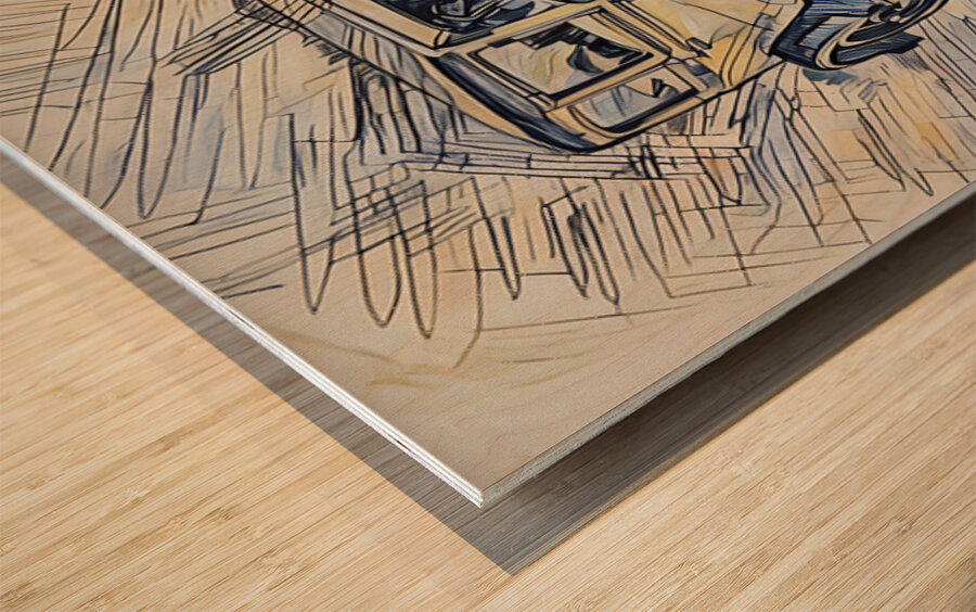 ArtXcl 344 car antique sketch Wood print