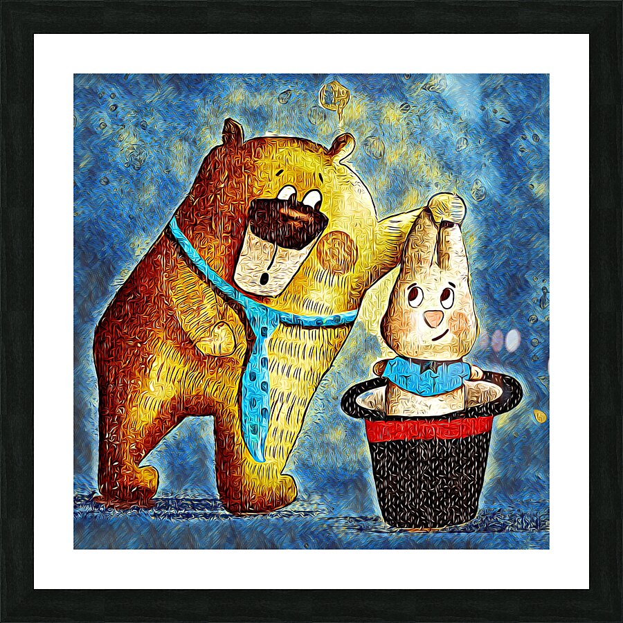 rabbit bear dig impressionist Picture Frame print