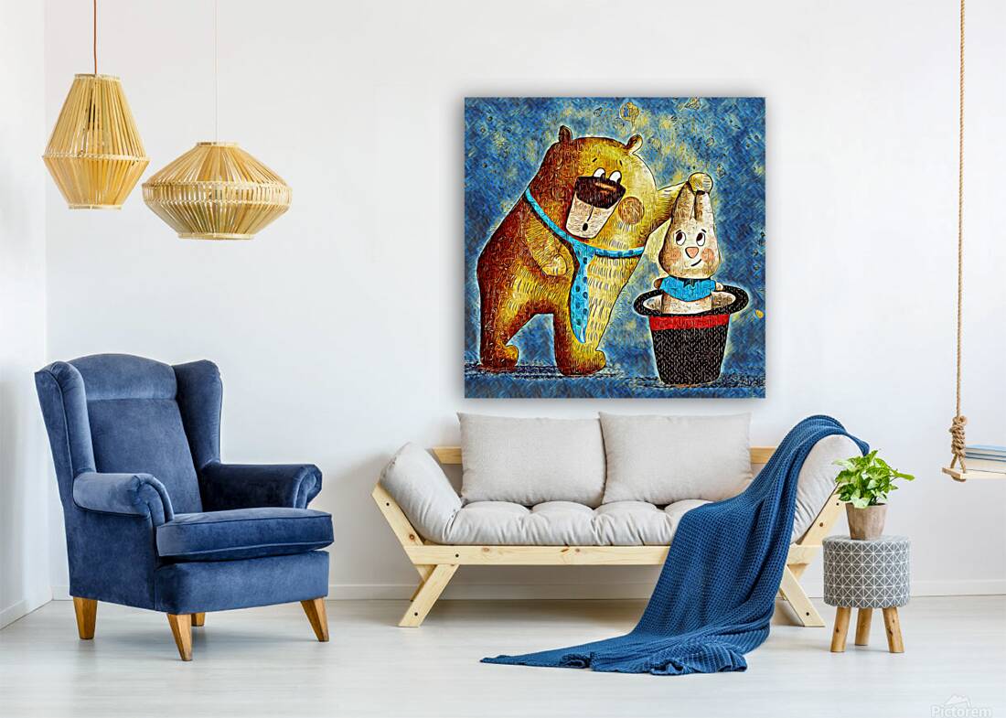 rabbit bear dig impressionist Reproduction