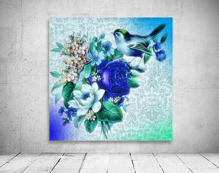 flower bird cyano Wall Preview