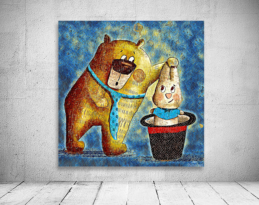 rabbit bear dig impressionist Wall Preview