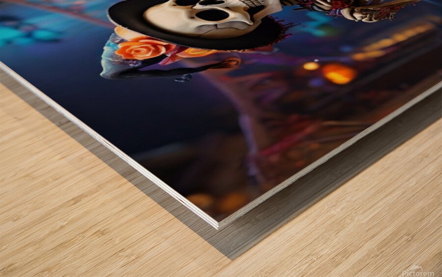 Default A jubilantly festive skeleton adorned in  1716758991.4803 Wood print