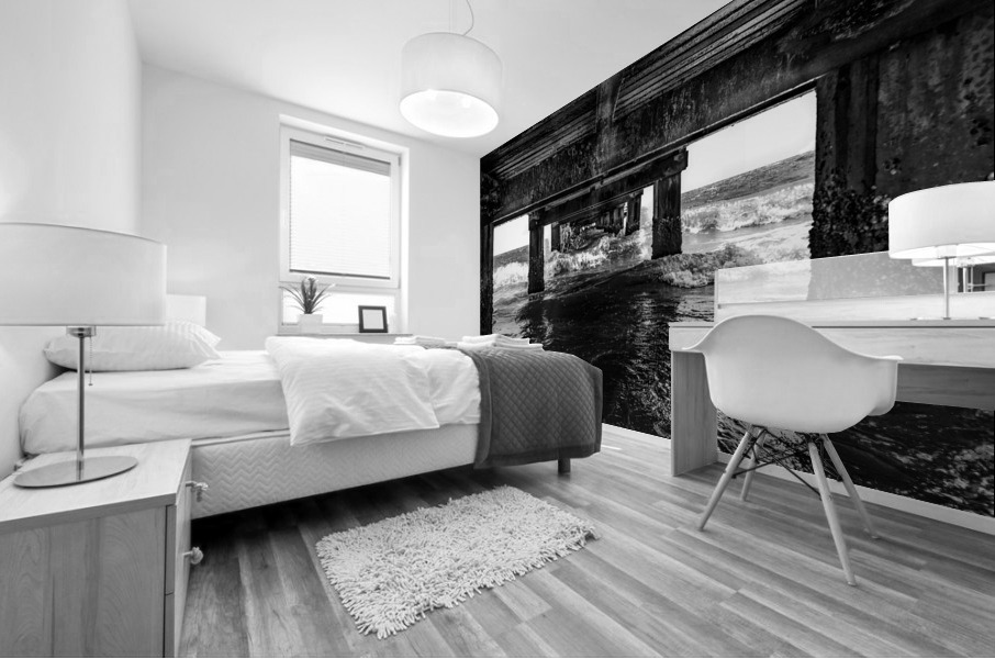 Under the pier b&w Mural print