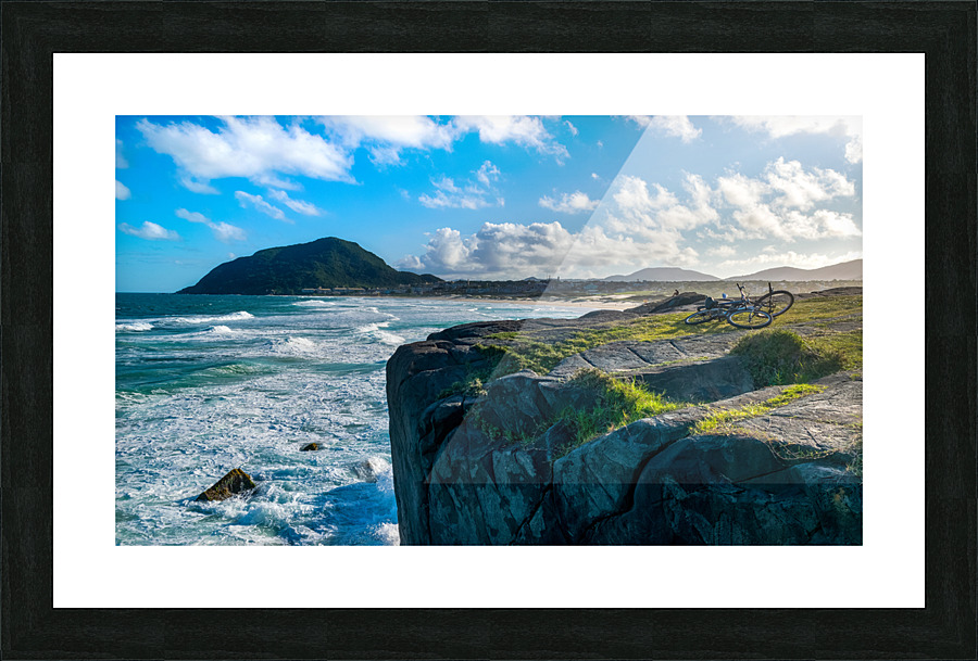 Bikes in a cliff Picture Frame print