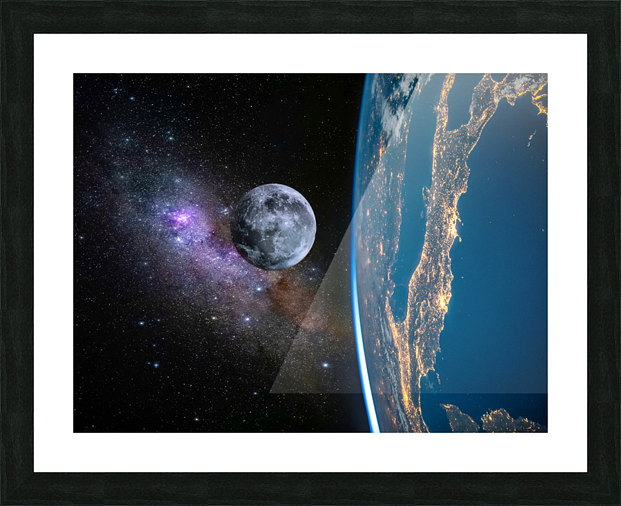 Earth and Moon Picture Frame print