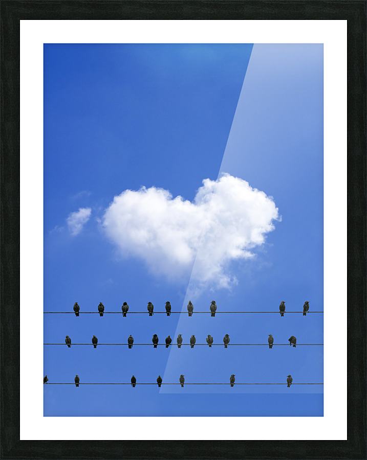 Heart Cloud & Birds Picture Frame print