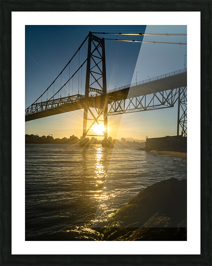 Sunset on the bridge Picture Frame print