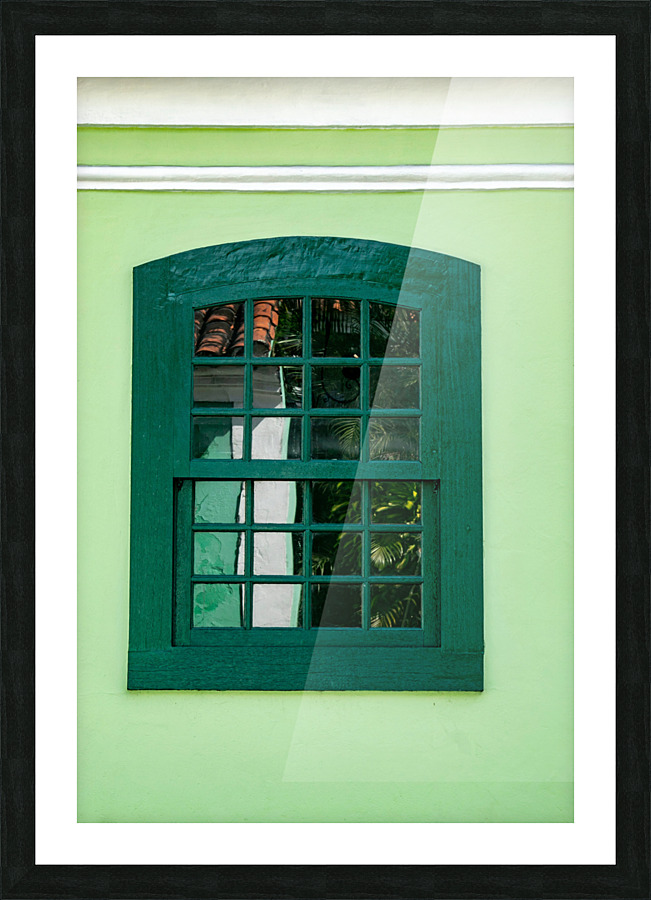 Old Green Window  Picture Frame print