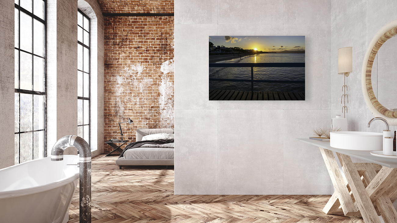 Sunset at pier Reproduction