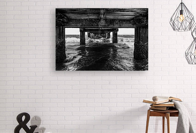 Under the pier b&w Reproduction