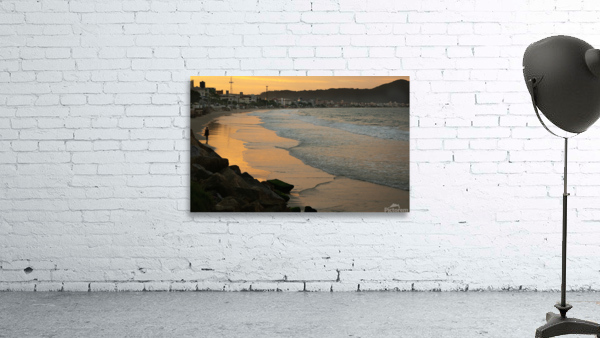 Alone at beach sunset Wall Preview