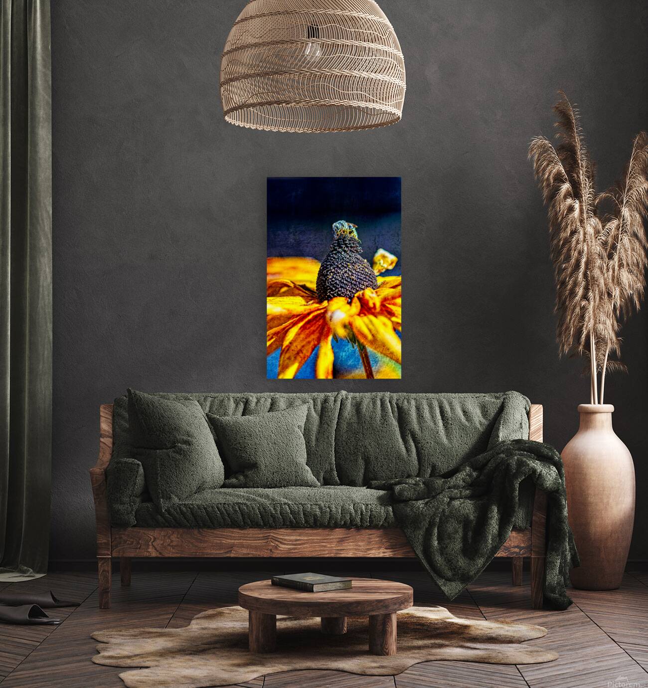 Golden Harvest: : Bee on Black Eyed Susan Flower Reproduction