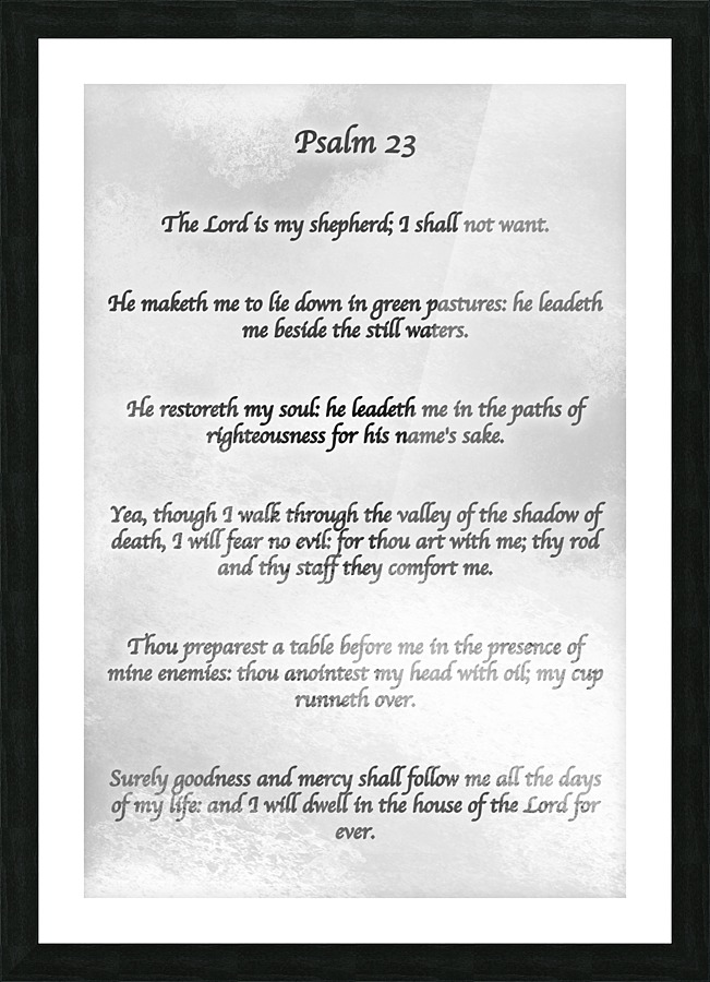 Psalm 23 Clouds BW Picture Frame print