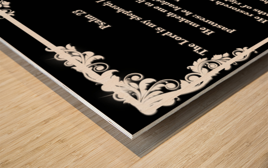 Psalm 23 8BW Wood print