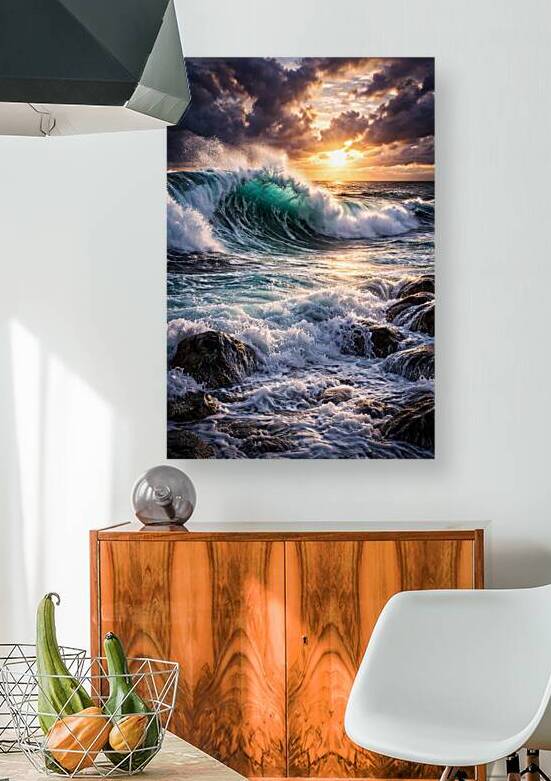 Eternal Power of the Ocean – Luxury Golden Sunset Wave Fine Art Masterpiece by  Auralis Noctua