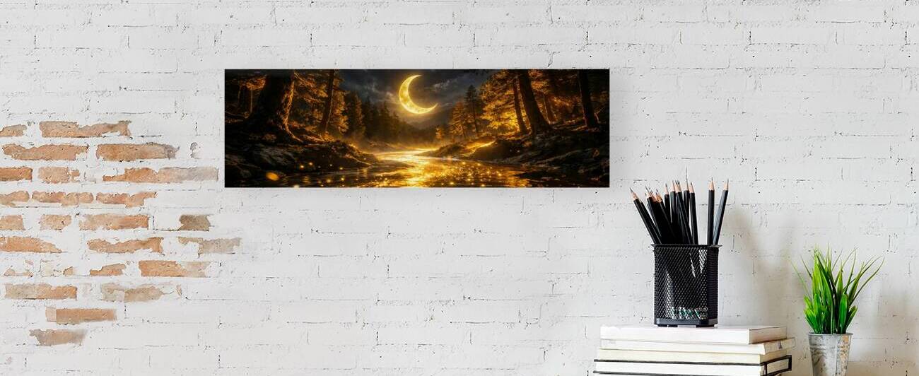 Celestial Opulence: The Golden Crescent over the River of Stardust by  Auralis Noctua