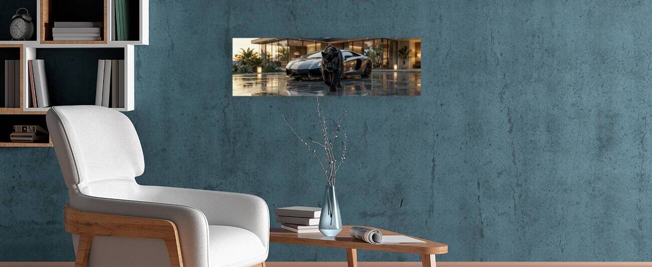 Luxury Predators: Black Panther and Lamborghini in the Rain at Dusk by  Auralis Noctua