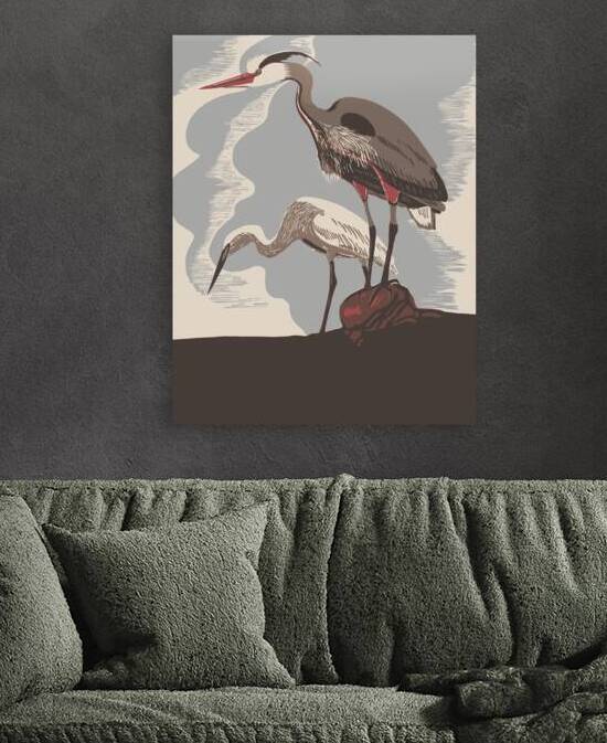 Elegant Herons on Watch by Ahmed Osman