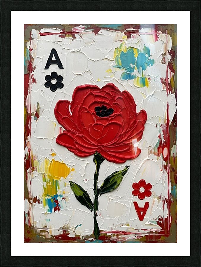 Rose Poker card Picture Frame print