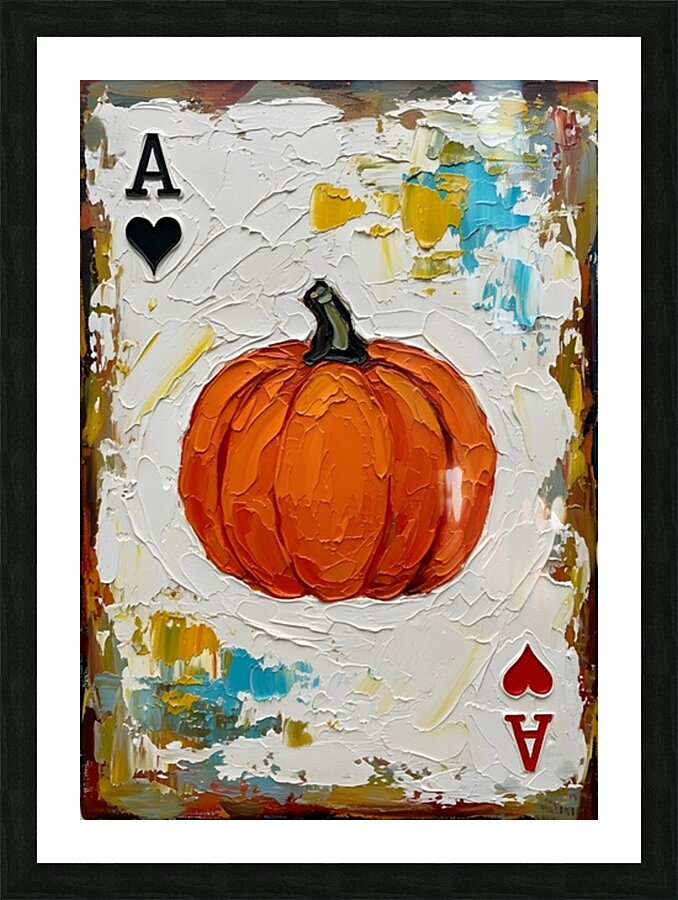 halloween pumpkin Poker card Picture Frame print