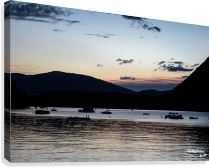 Canoe Boats At Night Canvas Print