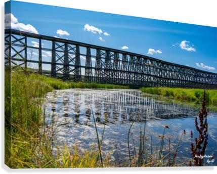 Meskanaw Railway Trestle Reflection Canvas Print
