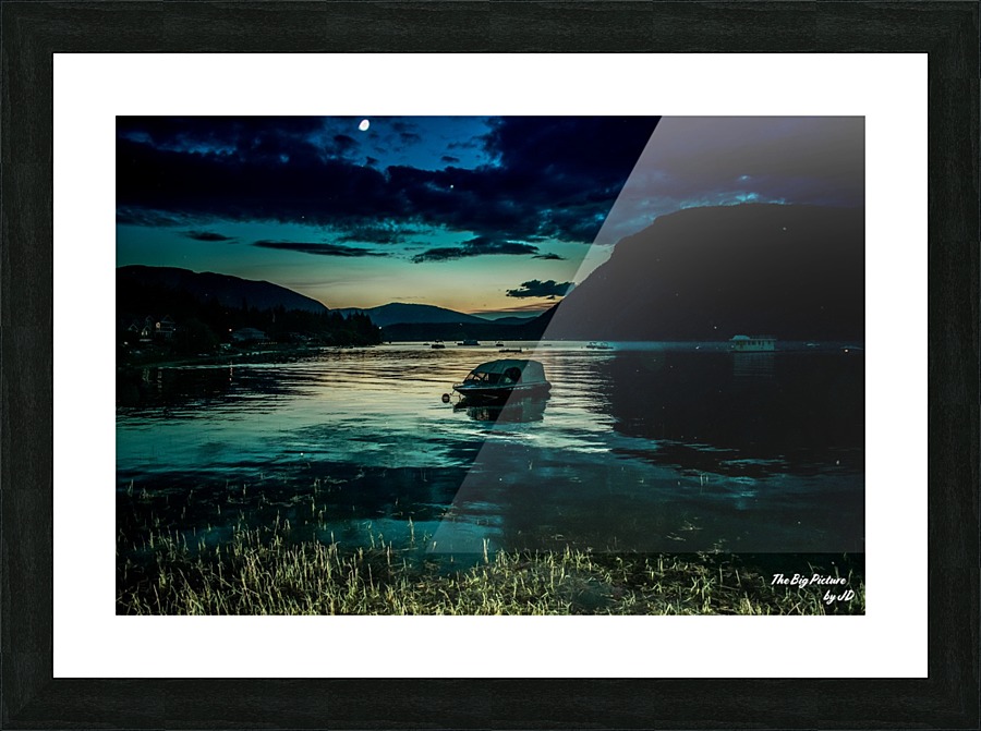 Canoe Night Time Picture Frame print