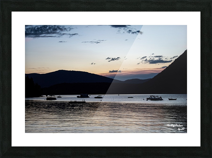 Canoe Boats At Night Picture Frame print