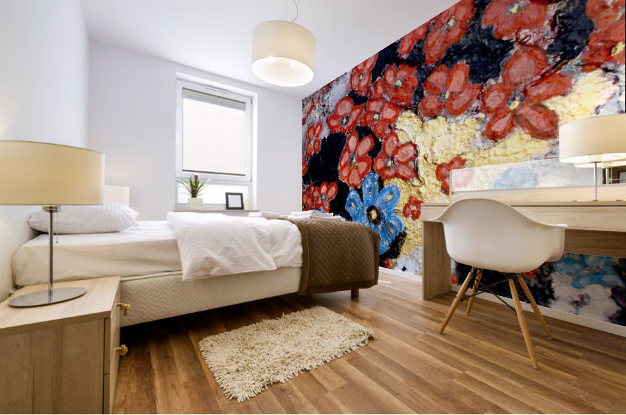 Oiseau fleurs Mural print