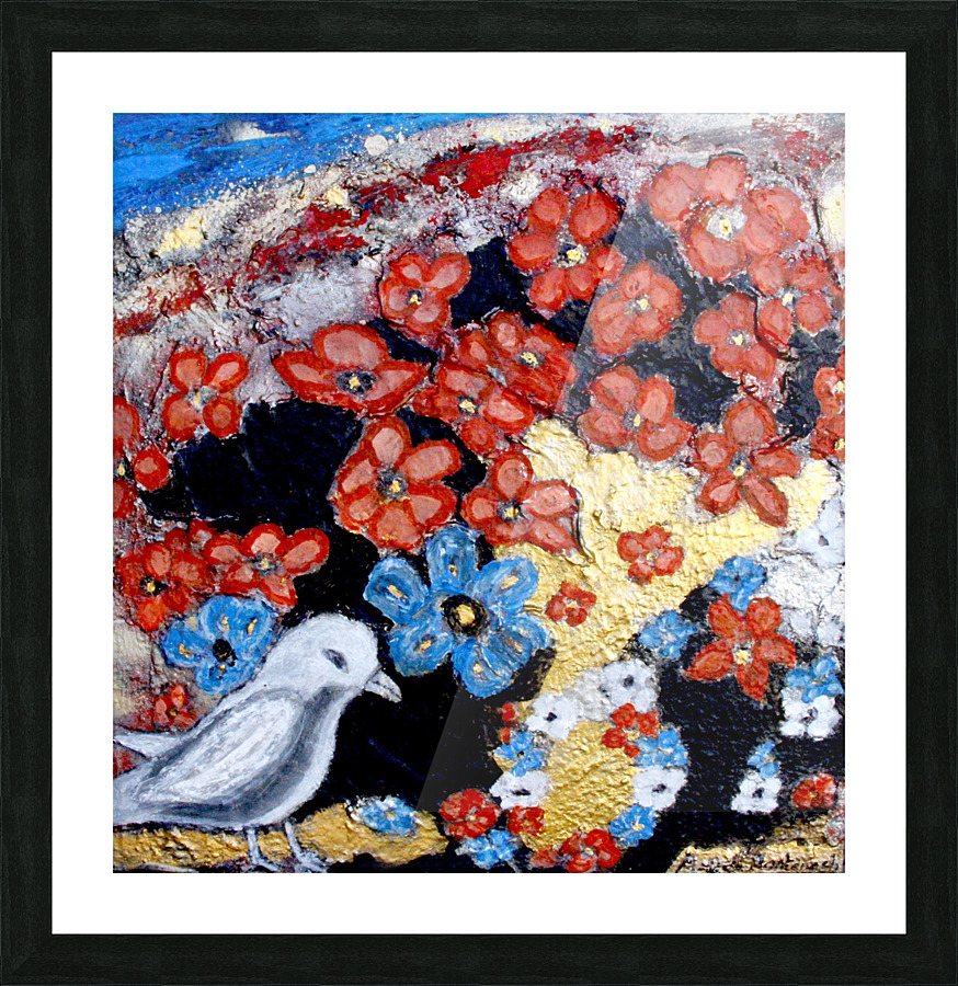 Oiseau fleurs Picture Frame print