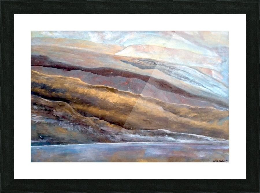 Lac avec colline Picture Frame print