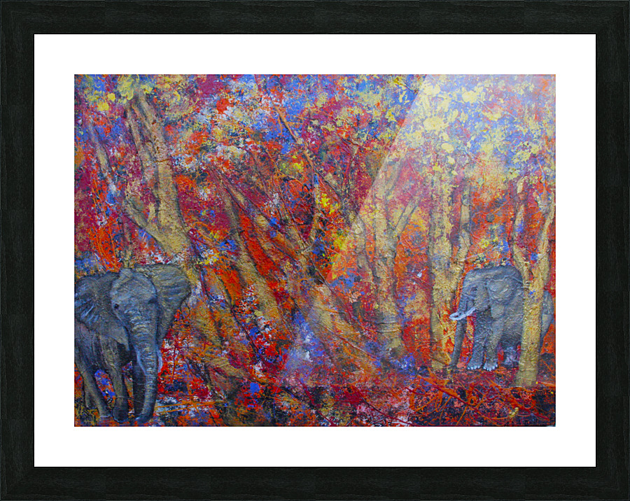Elephants dans foret Picture Frame print