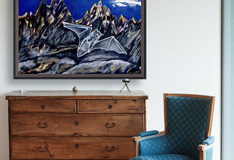 Chauve-souris volante devant montagnes by Anneda