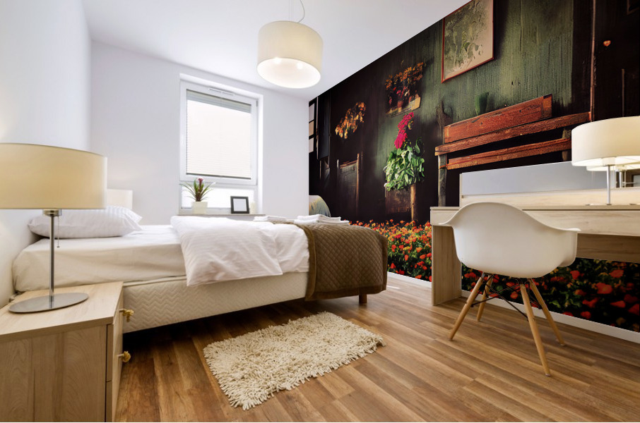 Bedroom with flowers I Mural print