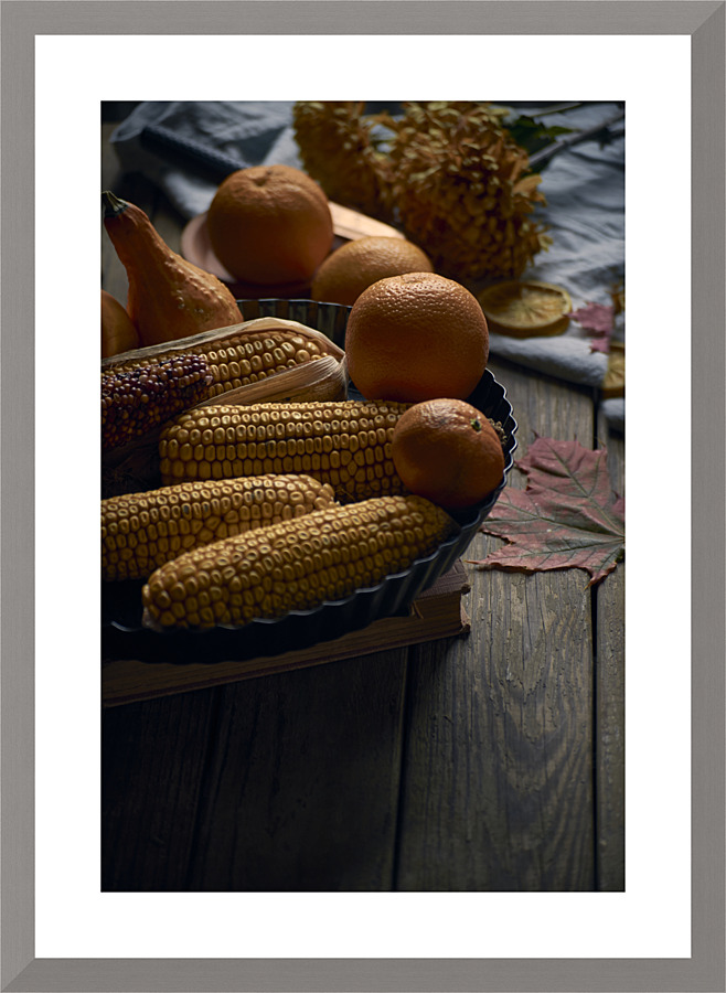 Oranges and corn Picture Frame print