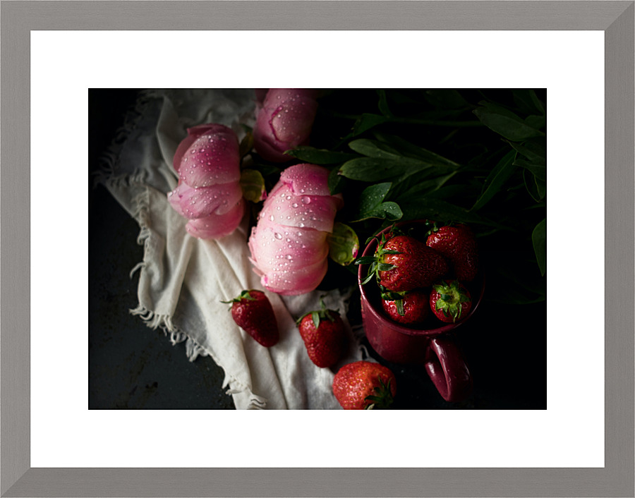 Strawberries & Peonies Picture Frame print