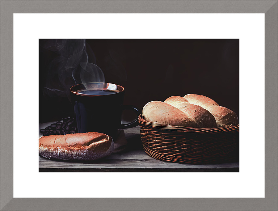 Coffee and bread Picture Frame print