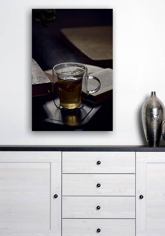 Cup with steaming hot tea by Thevectoryfloor