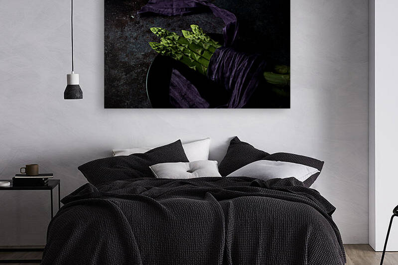 Still life of asparagus in plate II by Thevectoryfloor