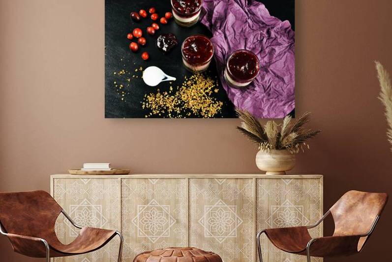 High Angle View Of Cranberry Fool In Glass by Thevectoryfloor