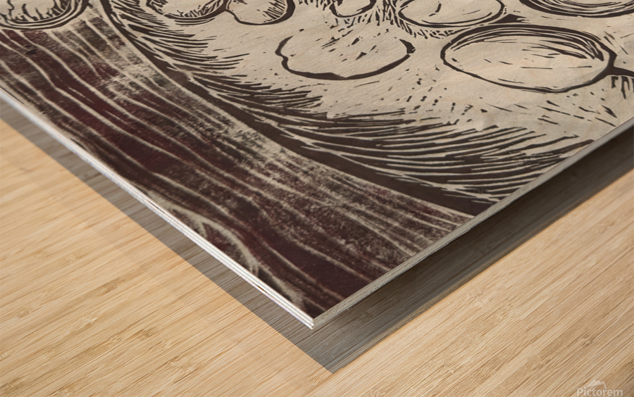 Pepper Linoleum Print Wood print
