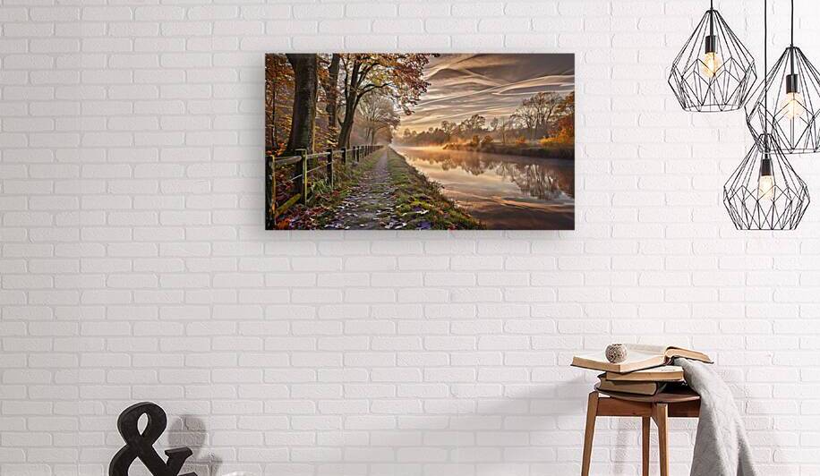 Serene Autumn Pathway by Calm River Landscape Art by YG Arts