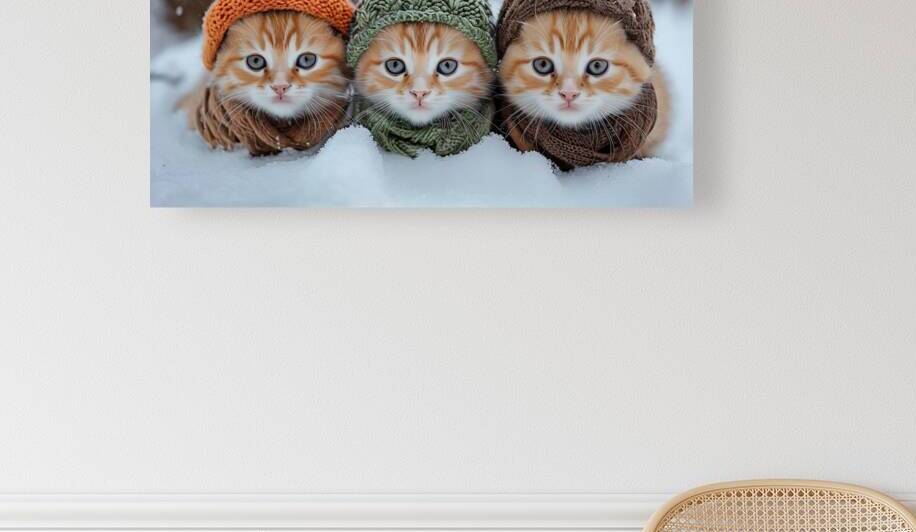 Adorable Orange Tabby Kittens in Snowy Winter Sce by YG Arts