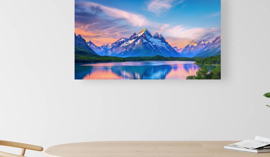 Serene Sunrise Mountain and Lake Landscape Mobile by YG Arts