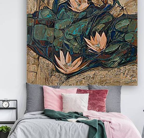 Artwork of waterlilies by Gurdish Pannu India
