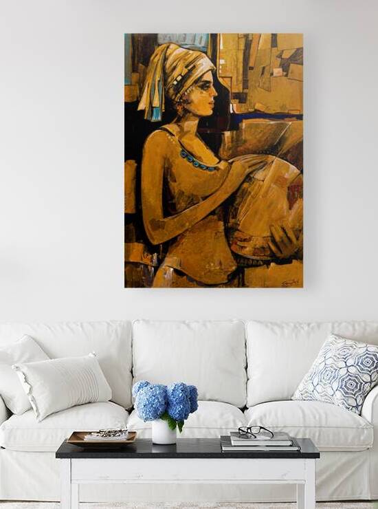 Music painting-The drum player by Gurdish Pannu India
