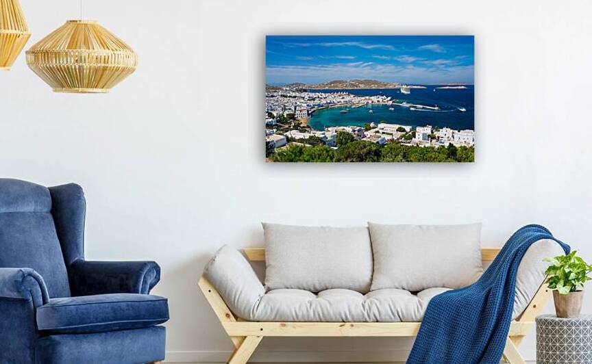 Mykonos island port with boats Cyclades islands Greece by Dmitry Rukhlenko