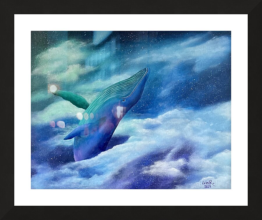 Humpback in the clouds Picture Frame print